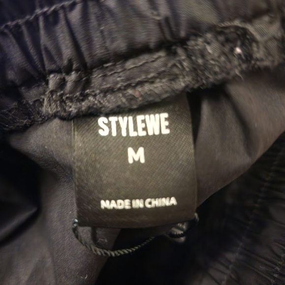 Stylewe Parachute Pants Black Drawstring Leg Waist Pockets S Medium Baggy Box1 - Picture 13 of 13